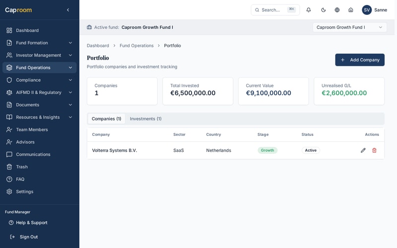 Invite the portfolio company